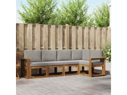 Vidaxl Conjunto De Sofás Para Exterior 5 Pcs Cinza Natural E Claro