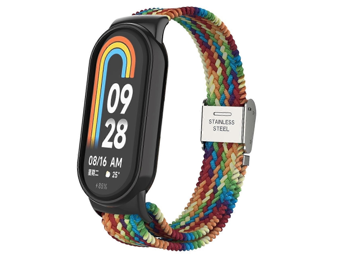 Pulseira De Relógio Xiaomi Mi Band 8 Com Cabeça De Metal E Fivela Ajustável Em Nylon Trançado E Aço.