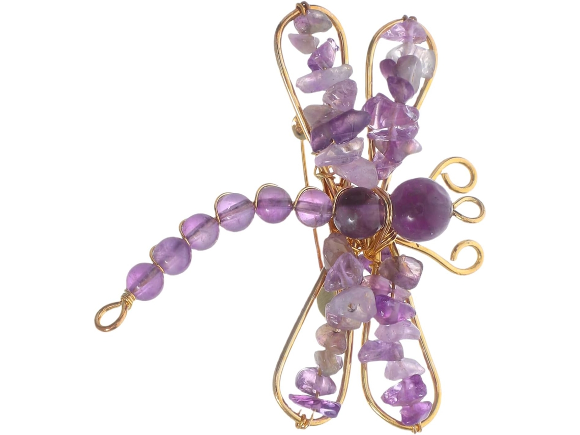 Broche Feminino De Libélula Em Cristal Sintético Leve, Feito À Mão E Banhado A Ouro.
