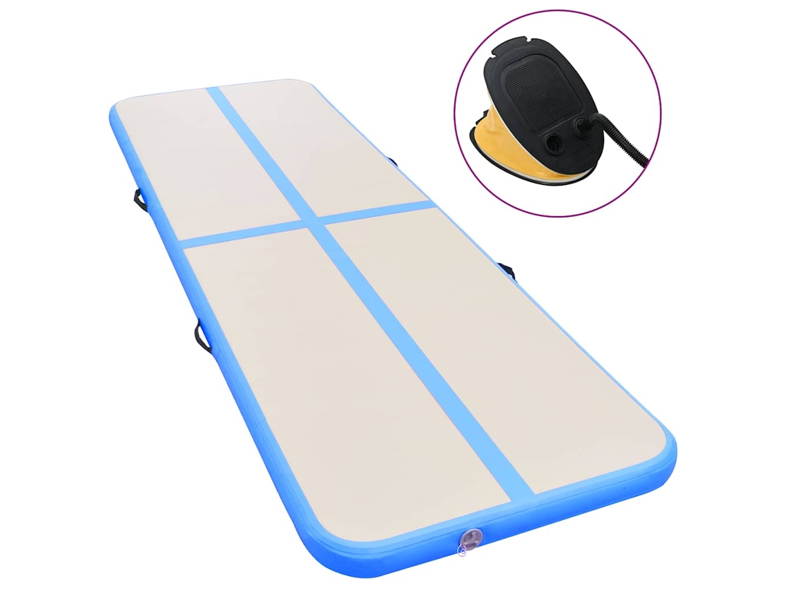Vidaxl Colchão De Ginástica Insuflável C/ Bomba 300x100x10 Cm Pvc Azul