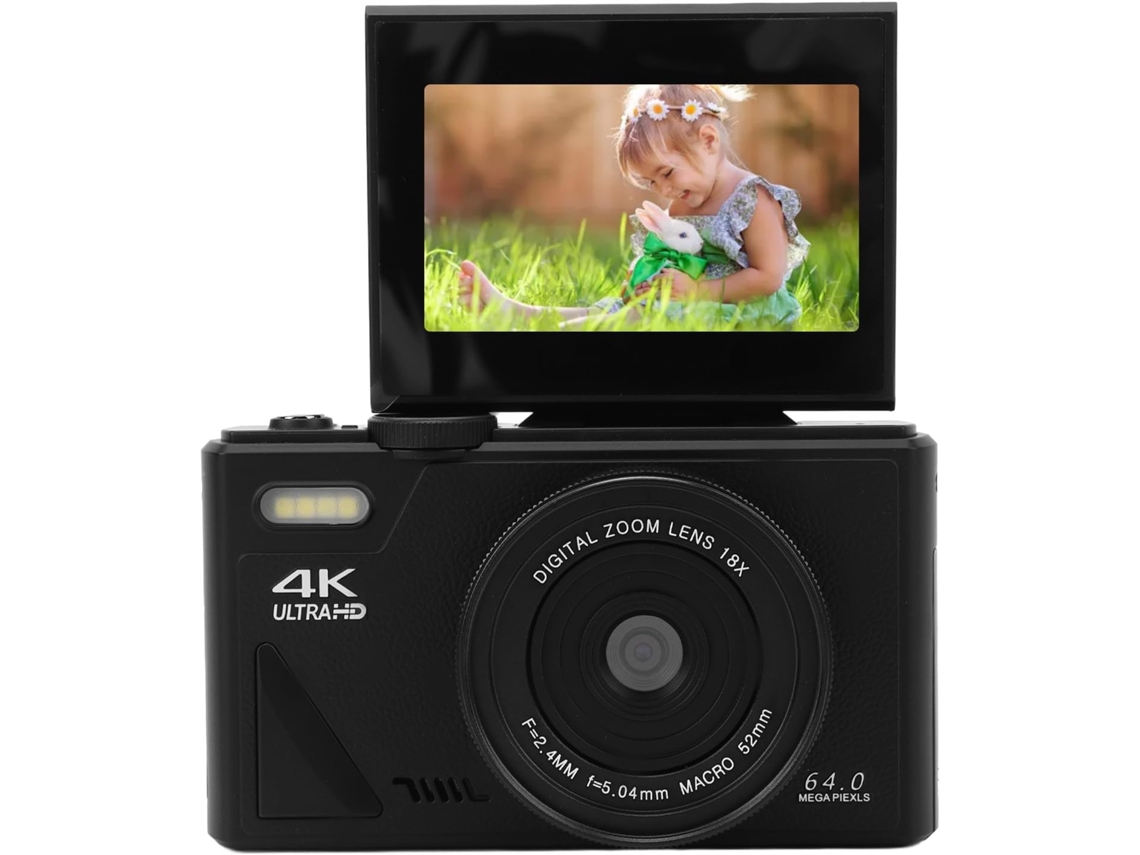 Câmera 4k Wifi, 64 Mp, Zoom De 18x, Tela De 3 Polegadas (preta)