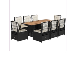Garden Dining Set, Garden Dining Sets Vidaxl Preto Rattan / Vime (n/a)