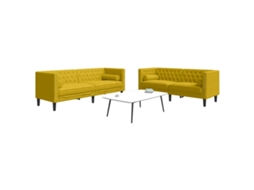 Vidaxl 2 Pcs Conjunto De Sofás Chesterfield Com Rolos Veludo Amarelo