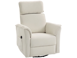 Poltrona Elétrica Reclinável para Sala de Estar, com Função de Inclinação, Encosto e Apoio de Cabeça Ajustáveis, na Cor Branco creme. SINI TECH STORE