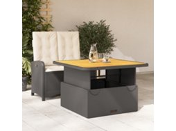 2 Pcs Conjunto De Jantar P/ Jardim C/ Almofadões Vime Pe Preto Dkd Home Decor