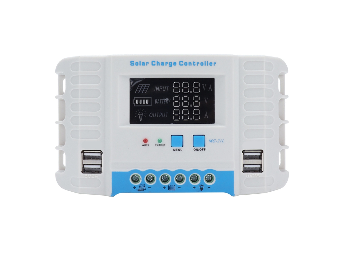 Controlador De Carga Solar De 20a Com Tela Lcd E Funções De Proteção Elétrica Resistente A Impactos
