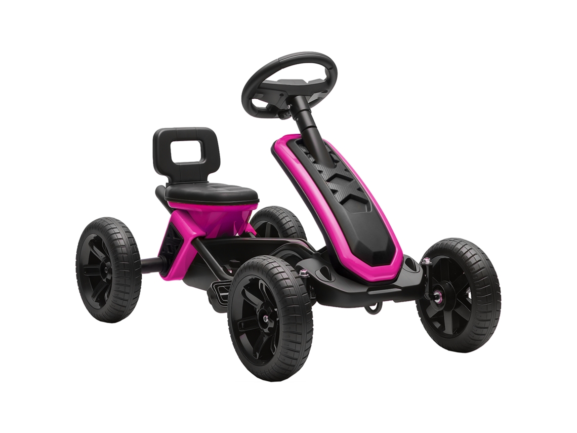 Kart Pedais Kart com Rodas Antiderrapantes de Eva Estrutura Metálica Carga 30 Kg para Crianças de 2 5 Anos 85,5x49x57 Cm Rosa Ge