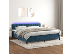 Cama Box Spring C/ Colchão/led 200x200 Cm Veludo Azul-escuro