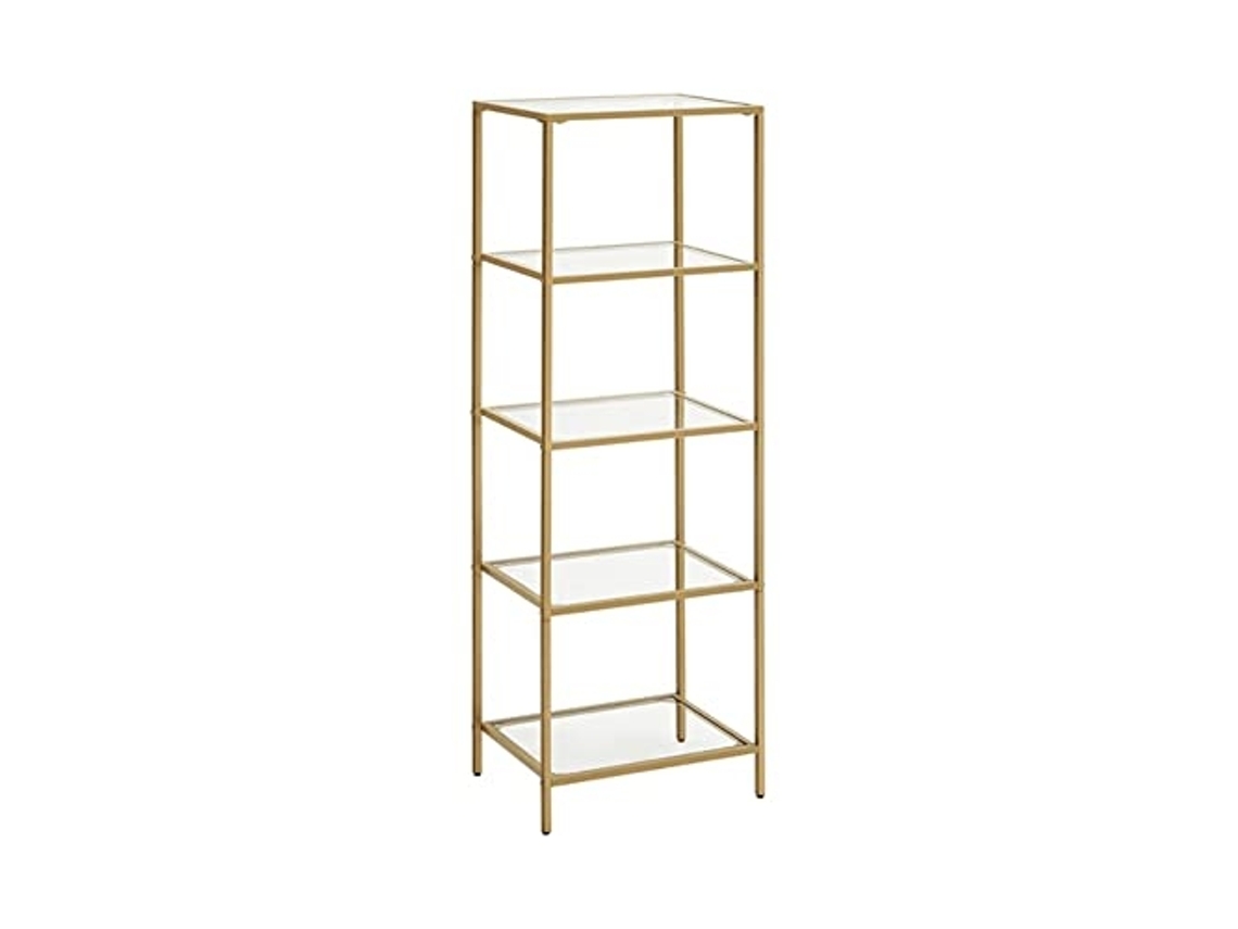 Unidade de Prateleira de Vidro Dourada de 5 Camadas para Decoração de Casa PRICENET