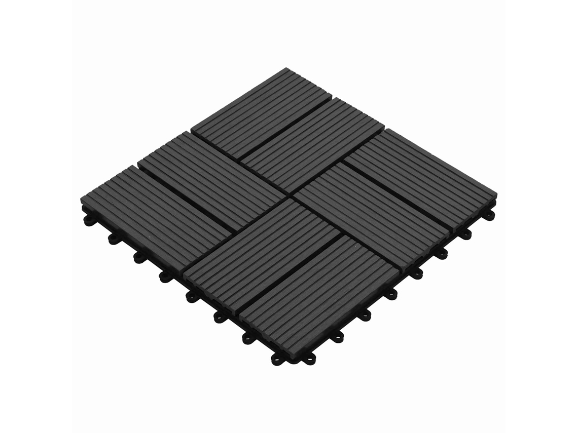 Vidaxl Telha De Deck 11 Pcs Preto 30 X 30 Cm Wpc