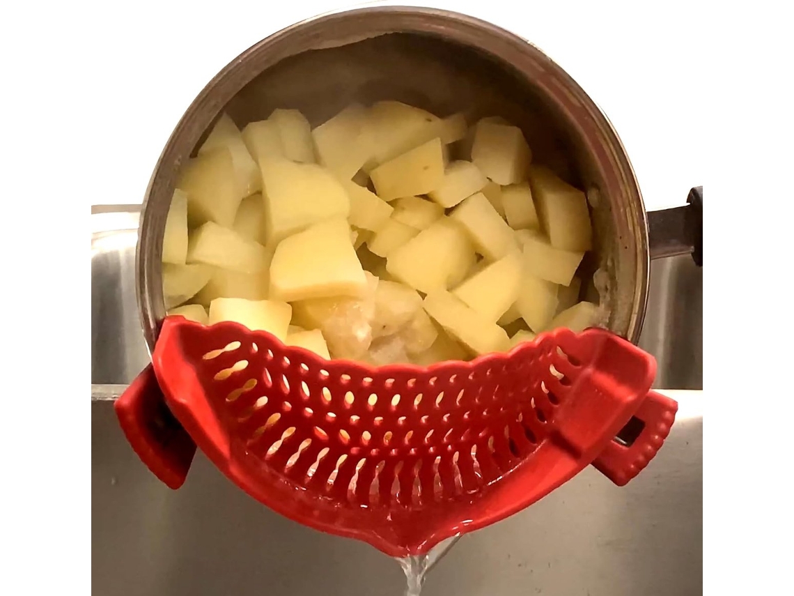 Escorredor De Silicone Extragrande Para Todos Os Utensílios, Massas E Macarrão, Lavável Na Máquina (vermelho)