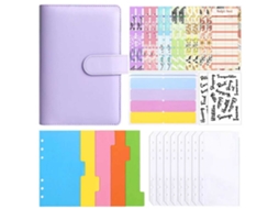 A6 Pu Leather Binder Cover With 8-receipt Pockets, 12-cash Budget Cards, 3-label Stickers, 2-clear Stickers, 1set Of