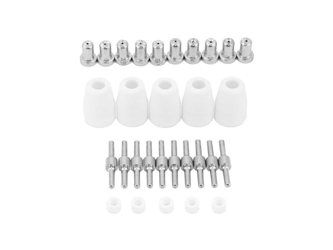 Conjunto de 30 peças de consumíveis para tocha de plasma PT-31XT: bico, eletrodo, proteção, anel de turbulência
