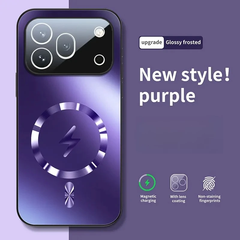 (roxo, Honor 600 Pro) Capa Magnética Para Celular Com Lente De Vidro Fosco, Compatível Com Carregamento Sem Fio Magsafe.