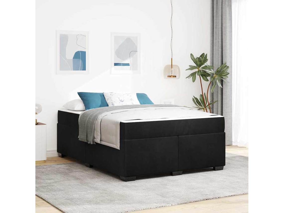 Vidaxl Estrutura Da Cama Com Colchão Preto 160 X 200 Cm Tecido