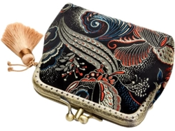Porta-moedas Vintage Retrô Em Poliéster Com Fecho, Ideal Para Compras.