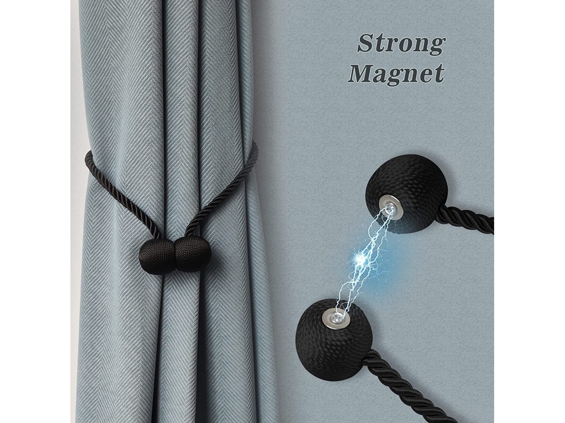 Presilhas Magnéticas Para Cortina, Fivelas Suporte Prender Tecido, 2 Peças, Decoração De Casa E Escritório, Patente Britân Aquaforge (preto)