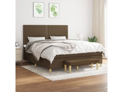 Cama Com Molas/colchão 180x200 Cm Tecido Castanho-escuro