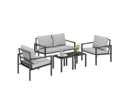 Conjunto de Móveis de Jardim para 4 pessoas, sofá, poltronas, mesa e almofadas ZACHARY