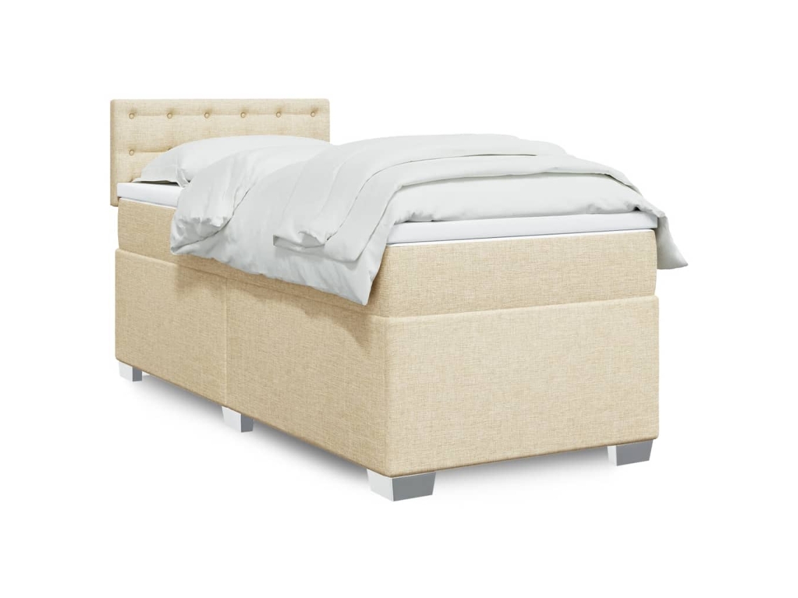 Vidaxl Cama Com Molas/colchão 90x200 Cm Tecido Cor Crème
