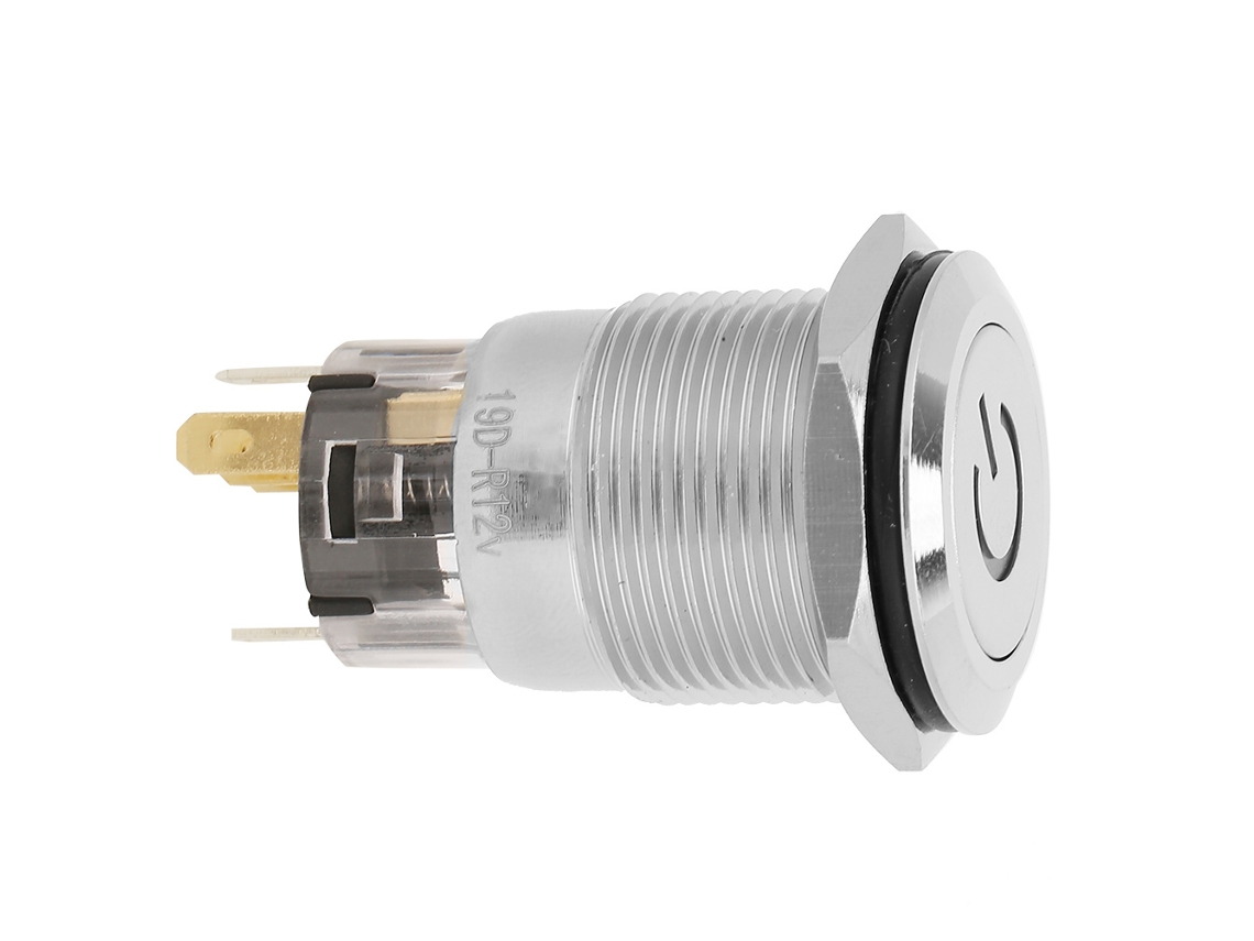 Interruptor de Botão Metal para Lâmpada de Cabeça Plana com Reset Automático e Rótulo de Energia | S/MARCA