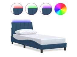 Bed Frame, Bed Frames Vidaxl Azul Tecido (90 X 190 Cm)