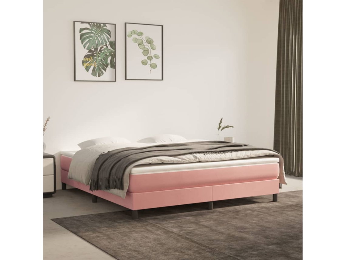 Vidaxl Estrutura De Cama Com Molas 180x200 Cm Veludo Rosa
