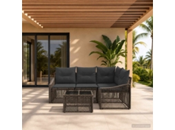 Vidaxl Conjunto De Sofá De Jardim 5 Pcs Cinzento Vime Pe