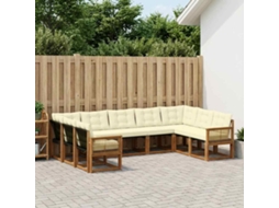 Vidaxl Conjunto De Sofás Para Exterior 9 Unid. Natural E Creme