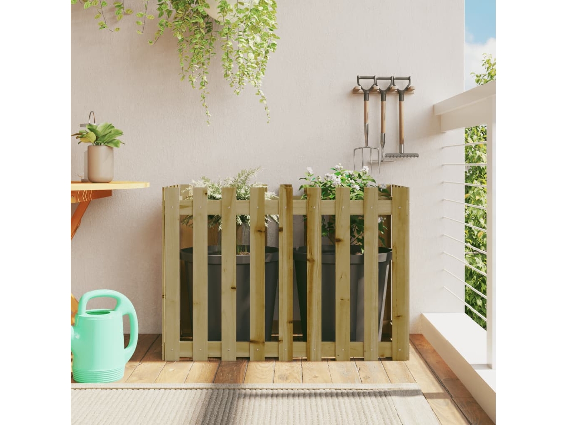 Vidaxl Canteiro Elevado C/ Design Cerca 100x50x70 Cm Pinho Impregnado