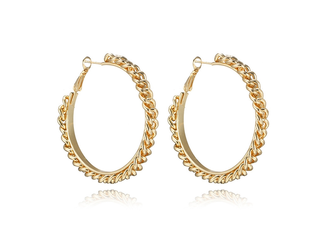 Brinco Feminino Punk Geométrico Com Cadeia Brinco De Ouro