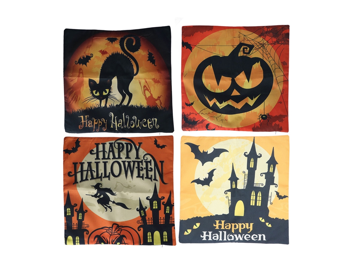 Capas De Almofada Halloween Padrão Abóbora Com Fecho Zipper