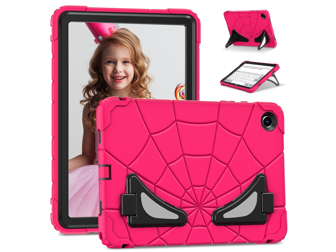 Suporte De Silicone À Prova De Choque Infantil Para Samsung Galaxy Tab A9 Plus 11 Polegadas Preto/morango Sfushos