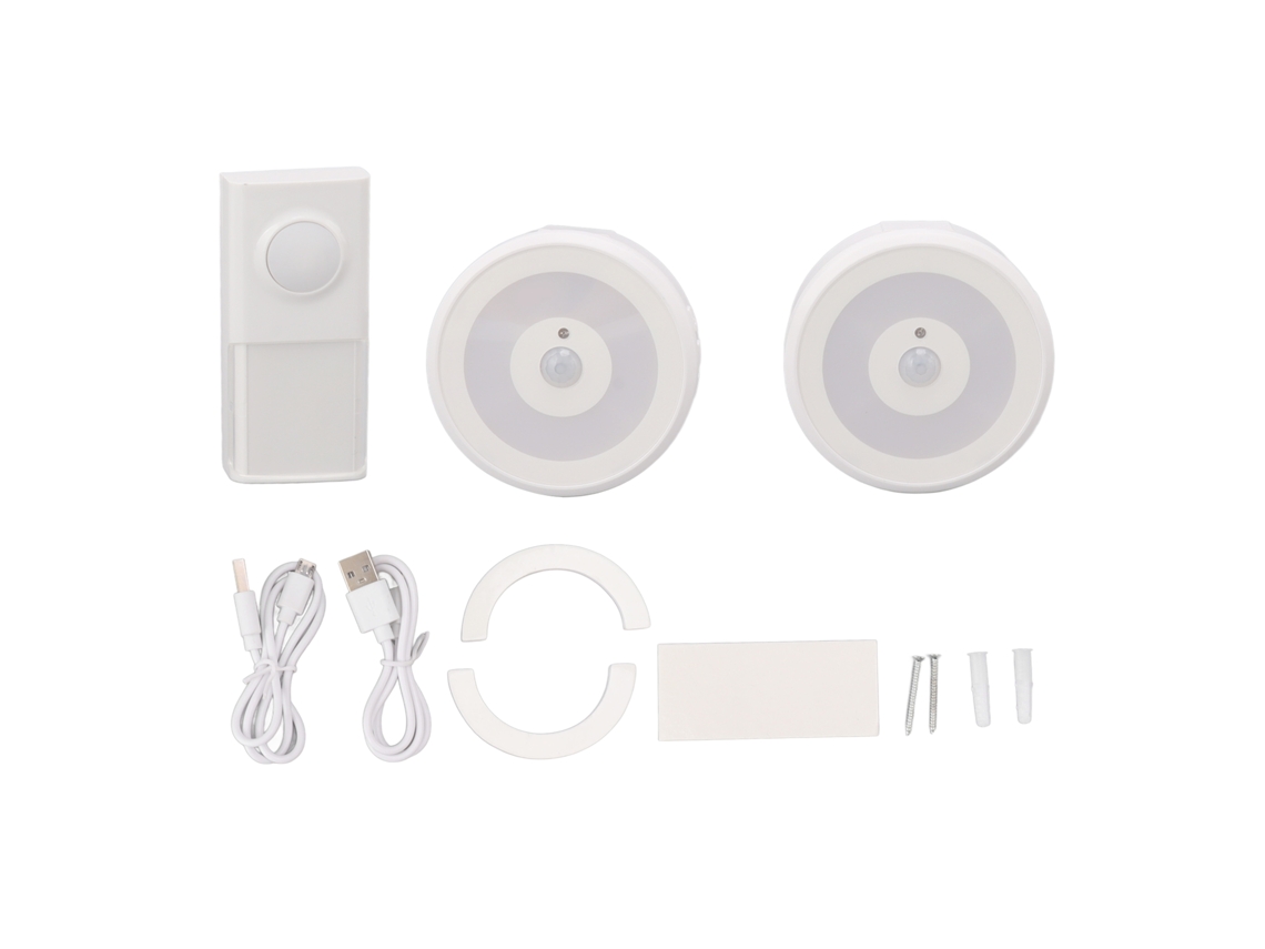 Campainha Semi Fio Primerox, À Prova D'água, Inteligente, com Luz de Indução, Corpo Humano, 58 Músicas, Branco