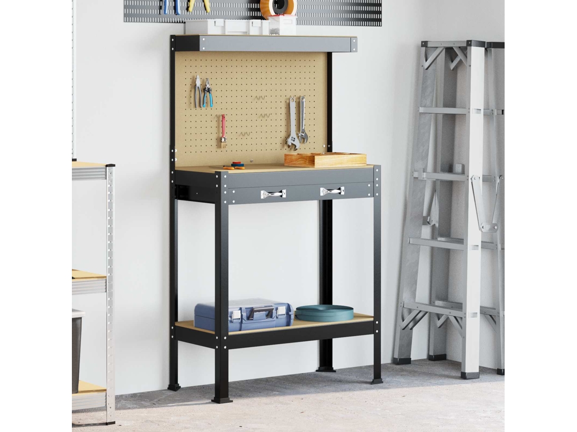 Vidaxl Bancada Preto 81 X 41 X 145 Cm Madeira Revestida E Metal