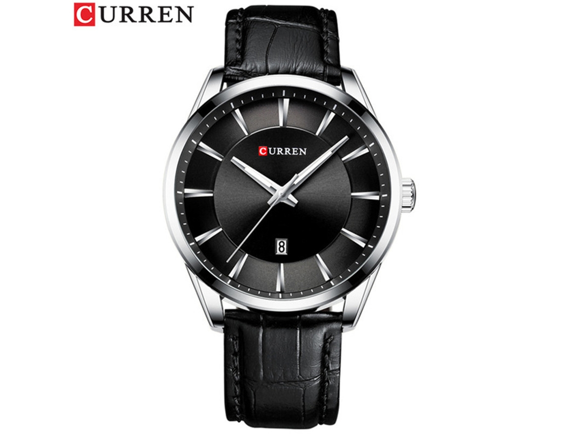 Relógio de Negócios Masculino com Pulseira de Couro, Calendário, Resistente à Água, Quartzo MDUG (marrom Dourado)