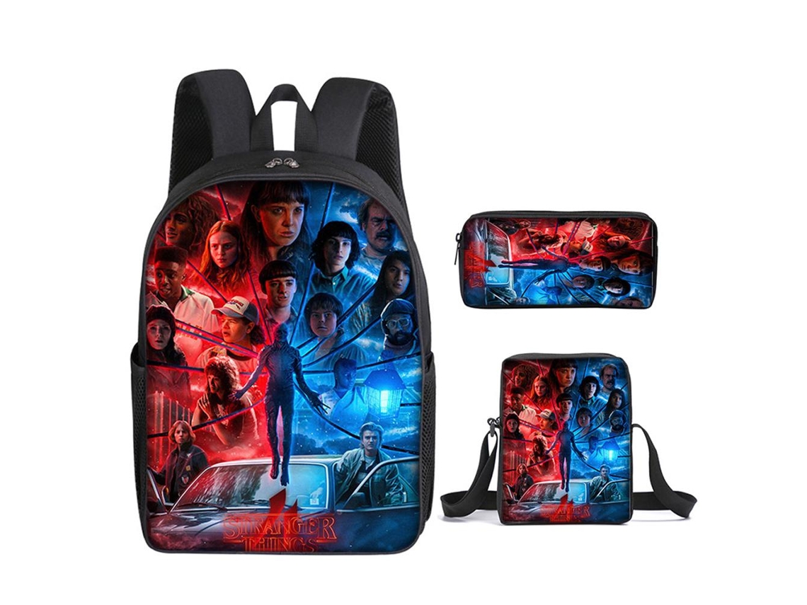 Mali conjunto 3 Peças de Mochilas Infantil com Mochila Cartoon, Bolsa Transversal e Estojo Escolar