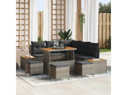 Vidaxl Conjunto De Sofá De Jardim 9 Unid. 8-número De Lugares Cinzeto