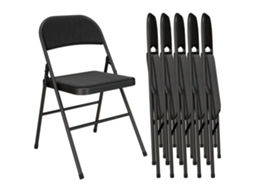 Conjunto De 6 Cadeiras Dobráveis, Cadeiras De Jantar Portáteis, Estrutura De Aço, 45 X 46 X 78 Cm, Pretas