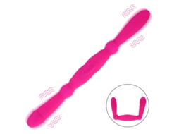 Vibrador de Massagem Elétrico de Cabeça Dupla de 8 Frequências para Mulheres Rosa Vermelha YIZHOOD