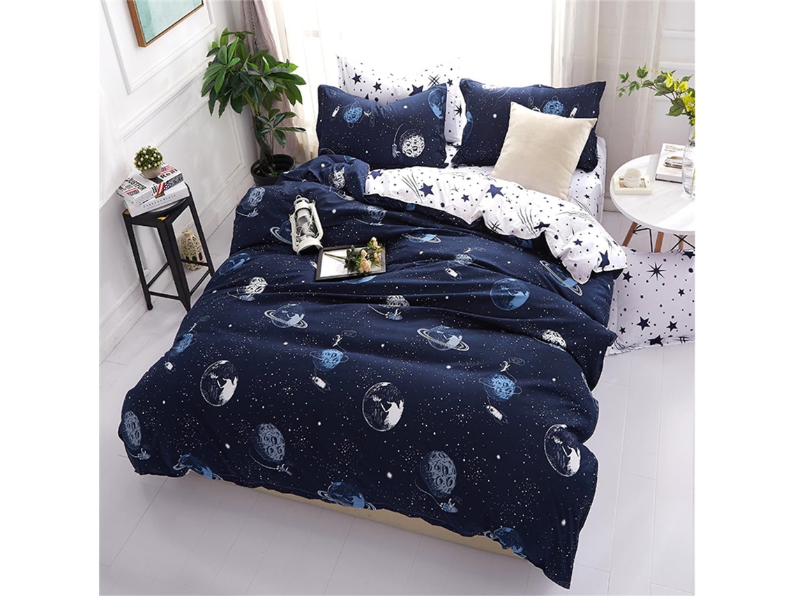 Capa de Edredom com Tema Estrelado em Microfibra Fronha 220x240cm