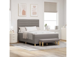 Vidaxl Cama Box Com Cabeceira Cinzento-acastanhado 200 X 140 Cm Tecido
