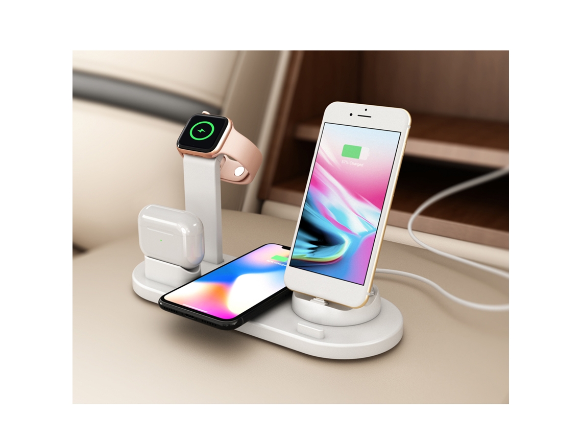 Primerox base de Carregamento Sem Fio 4 em 1 Qi Certificado para Iphone 12 Samsung Iwatch Airpods