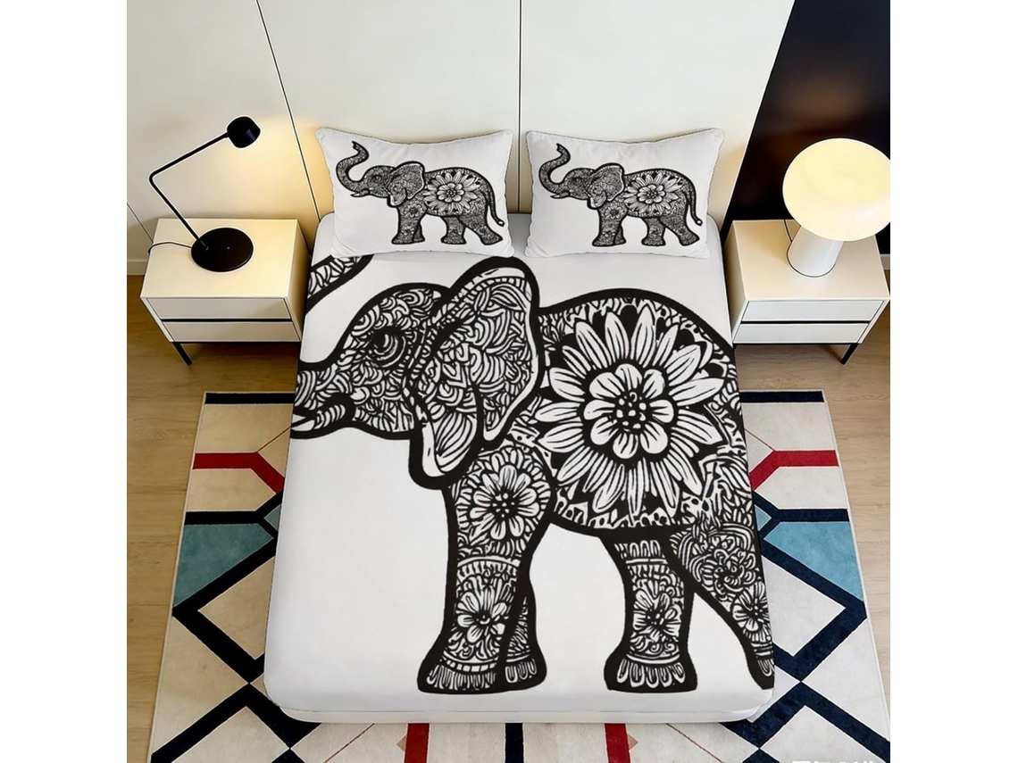 Conjunto de Cama com Estampa 3d Mandala em Microfibra Fronha 200x25cm