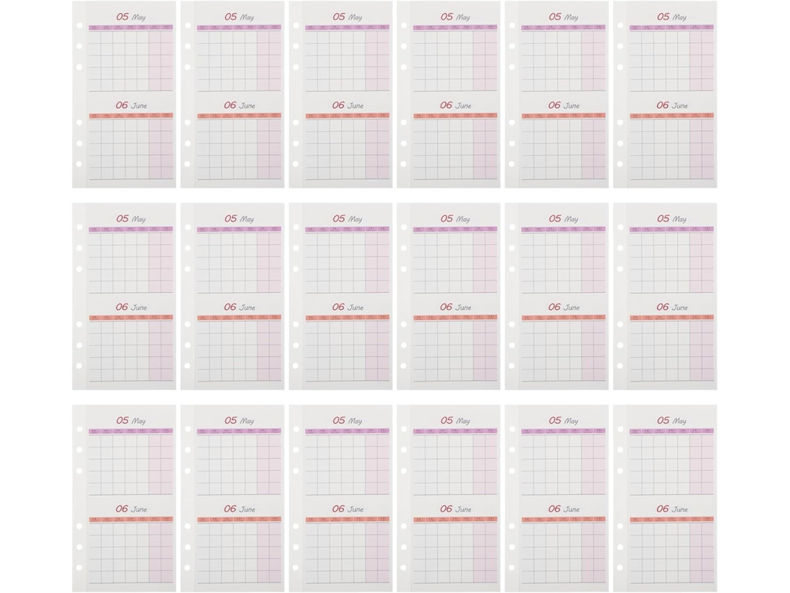 Refil Para Planner A6 De 3 Painéis Com Impressão Frente E Verso, Sem Data, 20 Folhas Organização De
