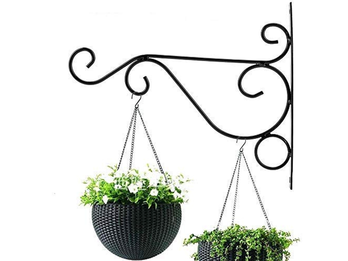 Suporte De Parede Para Plantas 25x21 Cm,ferro Preto,gancho Para Pendurar Vasos E Lanternas,decoração Jardim E Casa Btforus