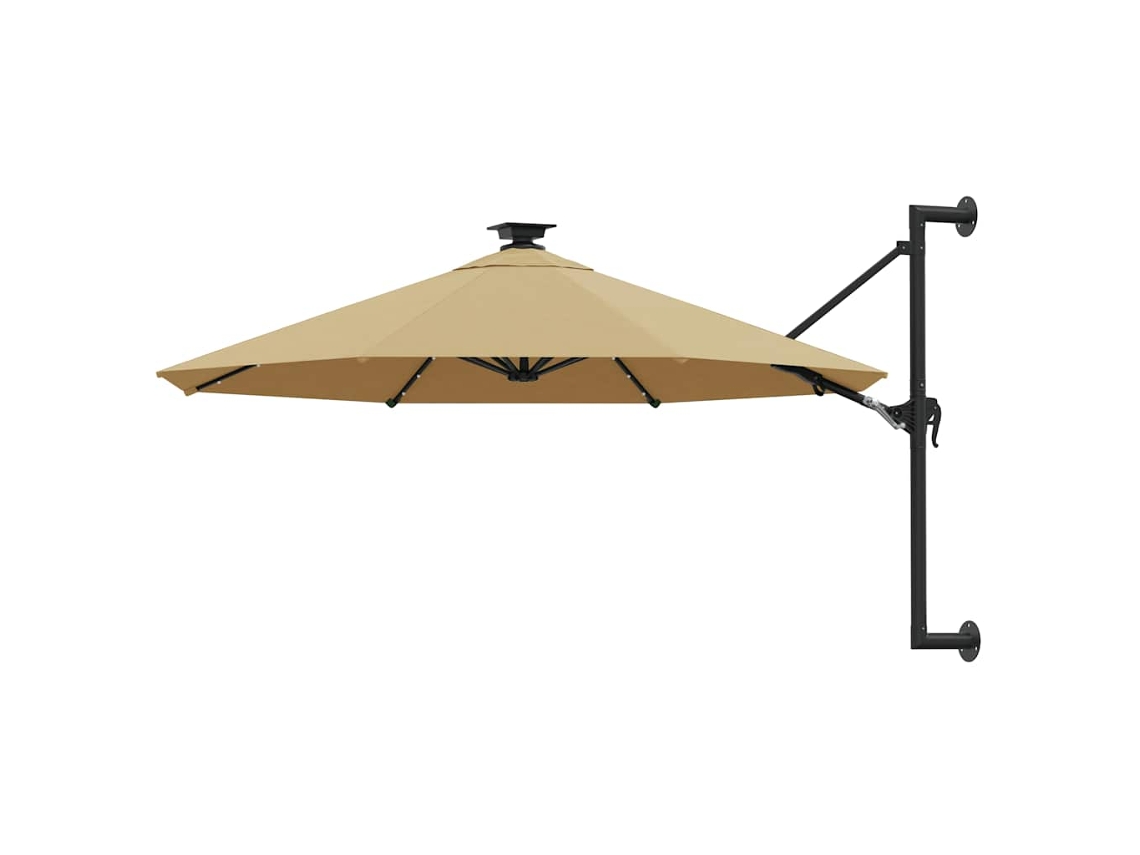 Vidaxl Guarda-sol P/ Jardim Parede C/ Luz Led 300 Cm Cinza-acastanhado