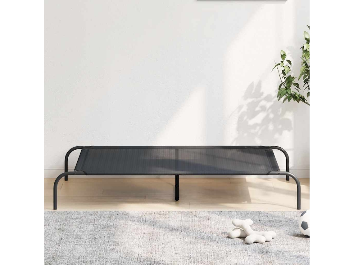 Vidaxl Cama Elevada 130x80x20 Cm Textilene E Aço Preto
