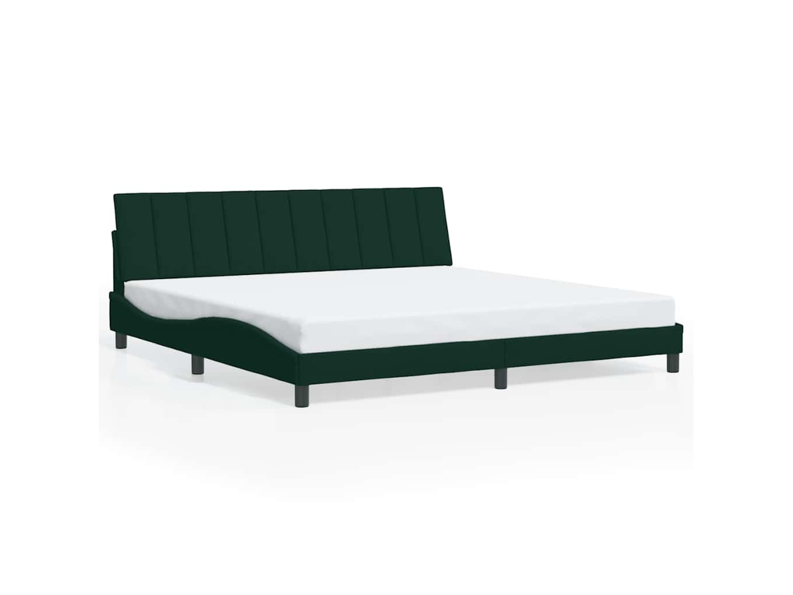 Estrutura de Cama Hanko em Veludo Verde Escuro (200x200 cm)
