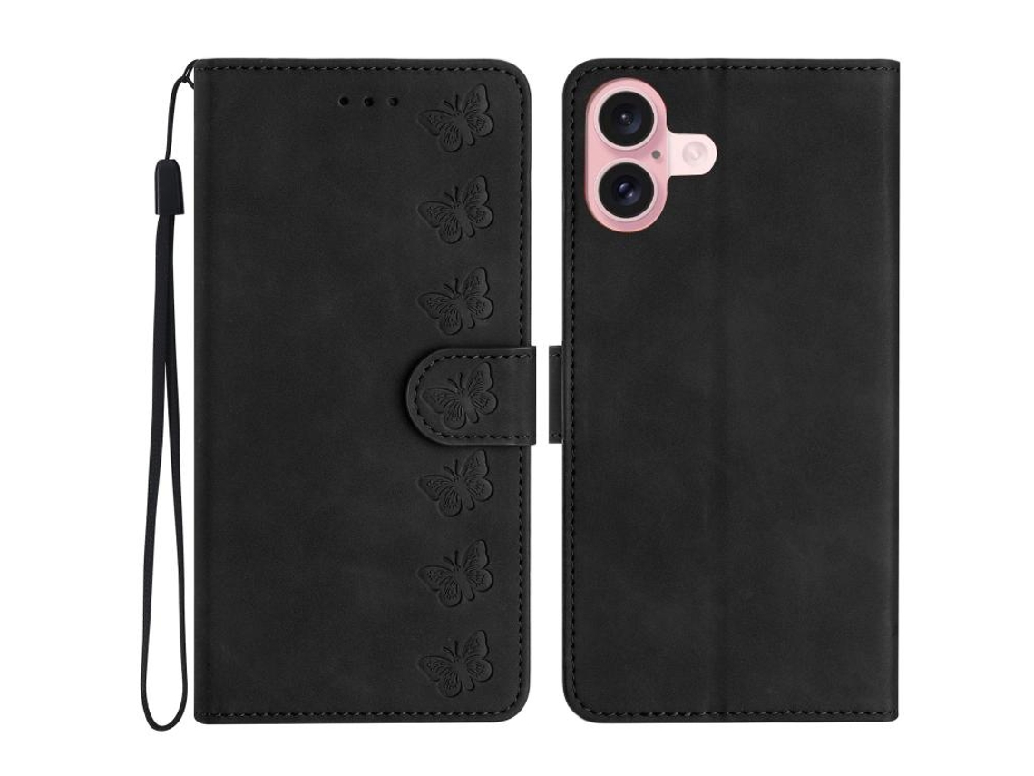 Capa Para Iphone 17 Em Couro Com Sete Borboletas Em Relevo.